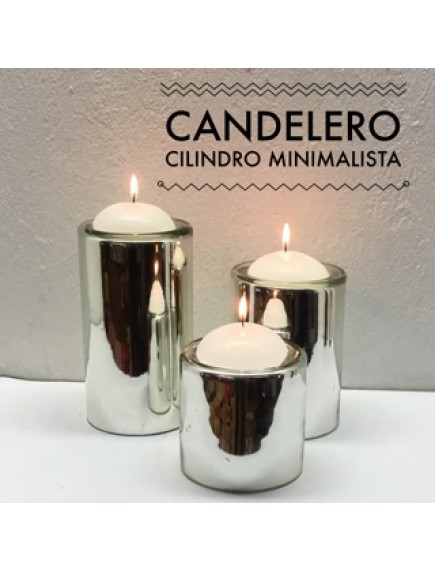 Set de tres Portavela Minimalista Plata