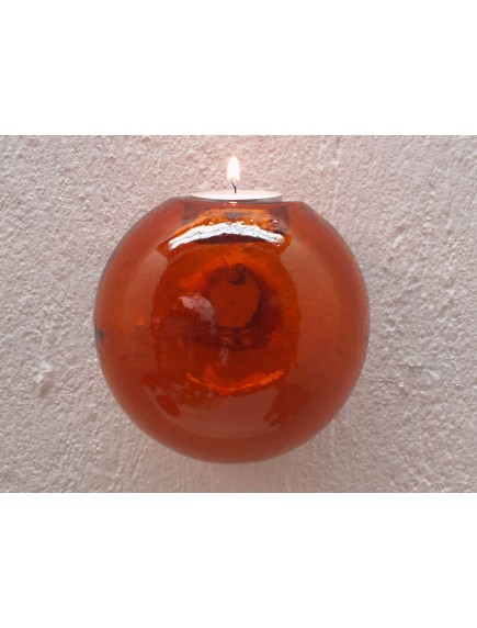 Portavela Esfera Pared Naranja