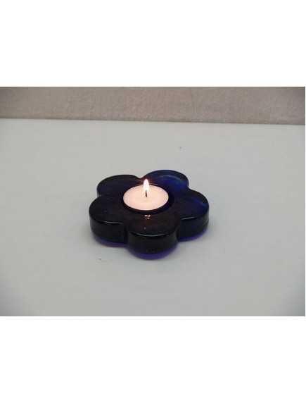 Portavela Flor  Cobalto